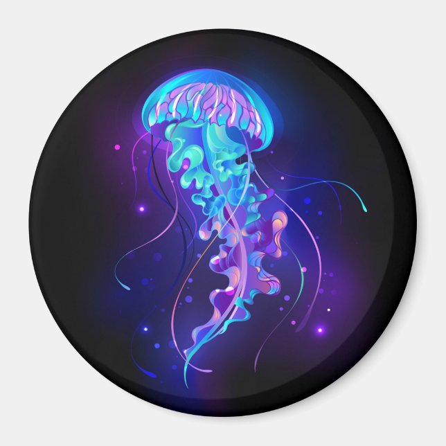 Vibrant Color Glowing Jellyfish Magnet (Front)