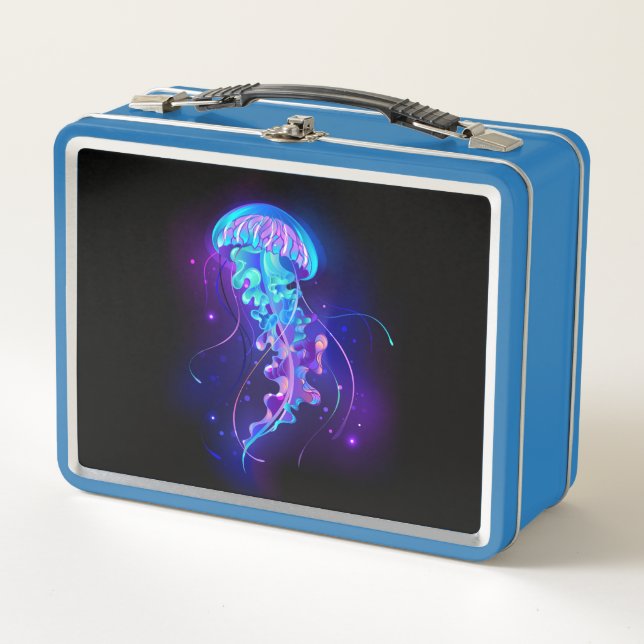 Vibrant Color Glowing Jellyfish Metal Lunch Box (Front)