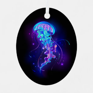 Vibrant Color Glowing Jellyfish Metal Ornament