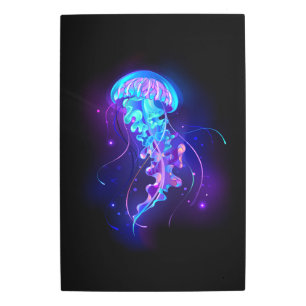 Vibrant Color Glowing Jellyfish Metal Print