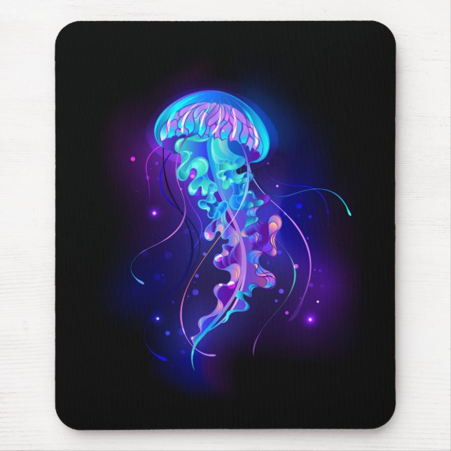 Vibrant Color Glowing Jellyfish Mouse Pad (Front)