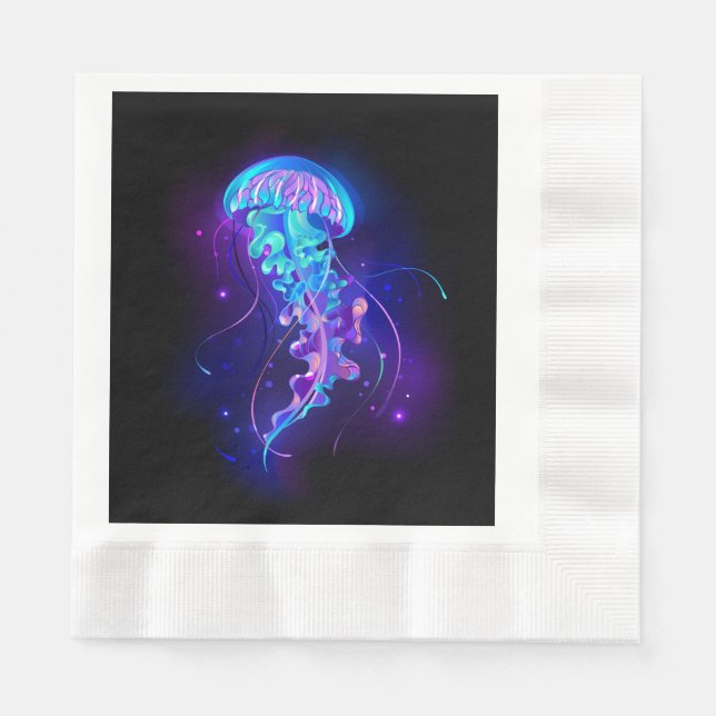Vibrant Color Glowing Jellyfish Napkins (Front)