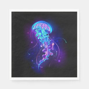 Vibrant Color Glowing Jellyfish Napkins