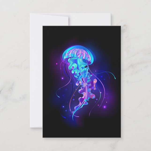 Vibrant Color Glowing Jellyfish Note Card (Front)