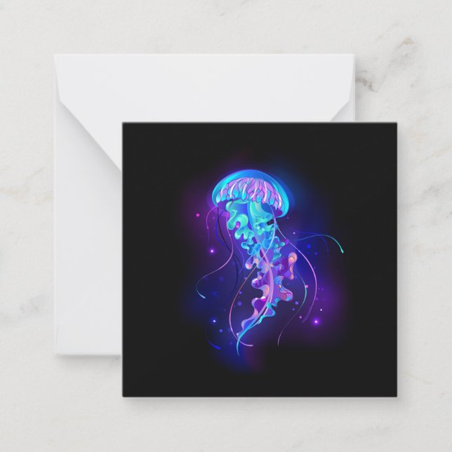 Vibrant Color Glowing Jellyfish Note Card (Front)