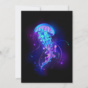 Vibrant Color Glowing Jellyfish Note Card