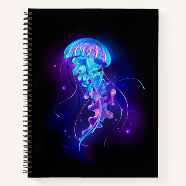 Vibrant Color Glowing Jellyfish Notebook (Front)
