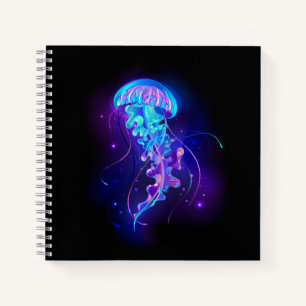 Vibrant Color Glowing Jellyfish Notebook