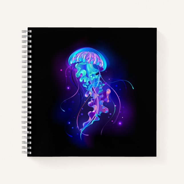 Vibrant Color Glowing Jellyfish Notebook (Front)