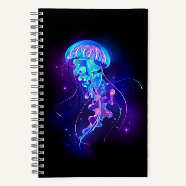 Vibrant Color Glowing Jellyfish Notebook (Front)