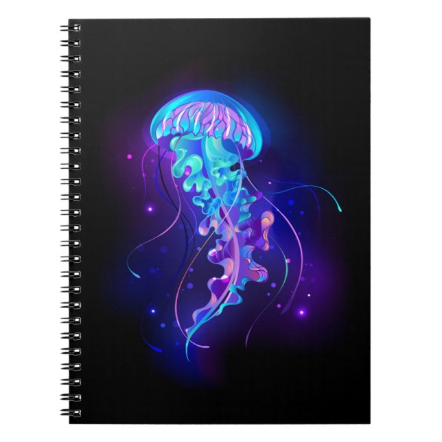 Vibrant Color Glowing Jellyfish Notebook (Front)