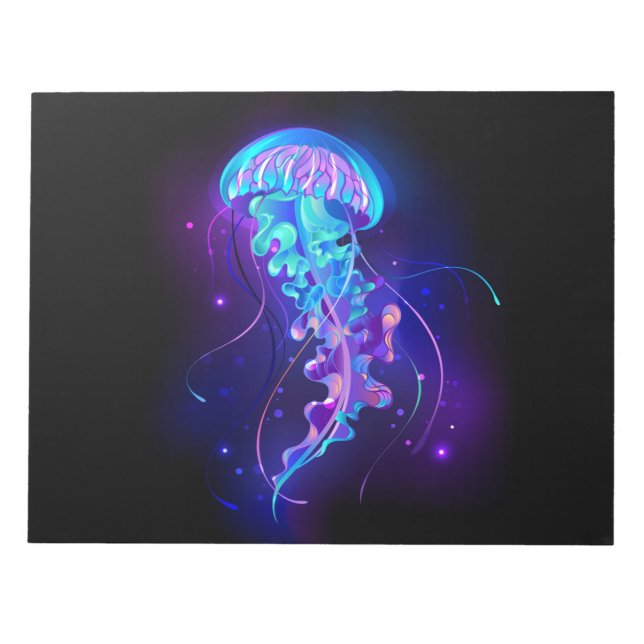 Vibrant Color Glowing Jellyfish Notepad (Front)