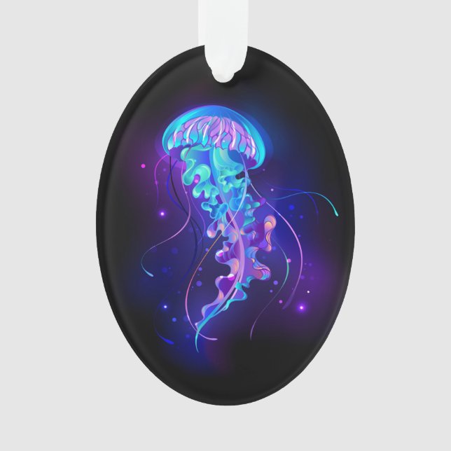 Vibrant Color Glowing Jellyfish Ornament (Front)