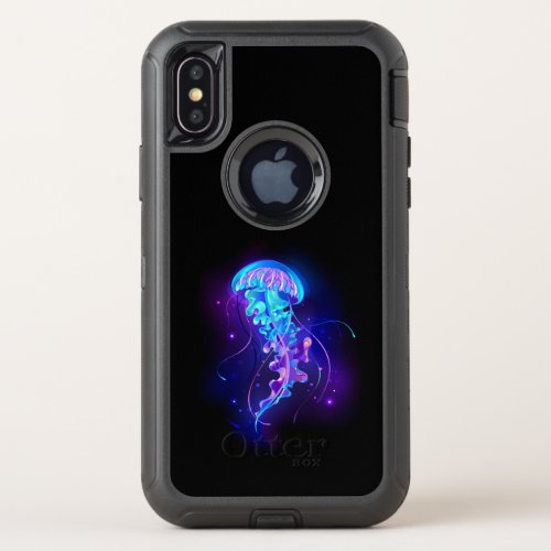 Vibrant Color Glowing Jellyfish OtterBox Defender iPhone X Case