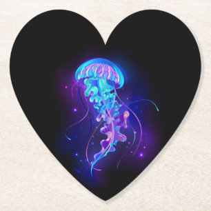 Vibrant Color Glowing Jellyfish Paper Coaster