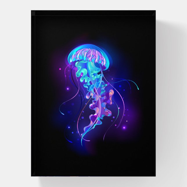 Vibrant Color Glowing Jellyfish Paperweight (Vertical)