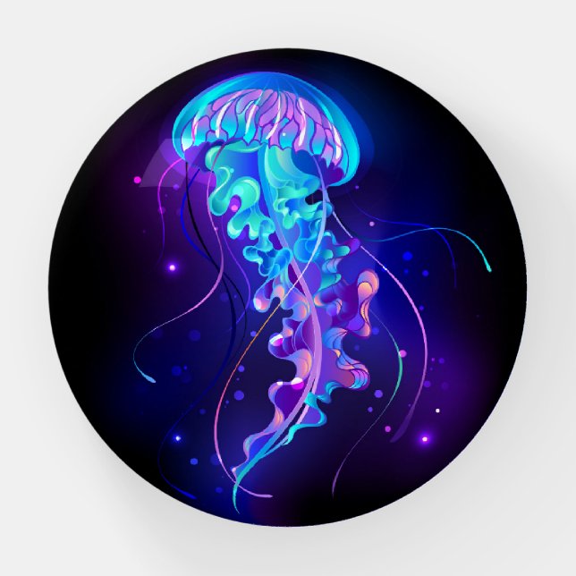 Vibrant Color Glowing Jellyfish Paperweight (Front)