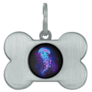 Vibrant Color Glowing Jellyfish Pet ID Tag