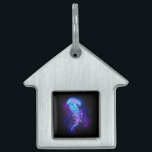 Vibrant Color Glowing Jellyfish Pet ID Tag<br><div class="desc">Large, blue, artistically drawn, glowing, bright jellyfish, with long tentacles on black background with purple bioluminescence. Luminous jellyfish.</div>