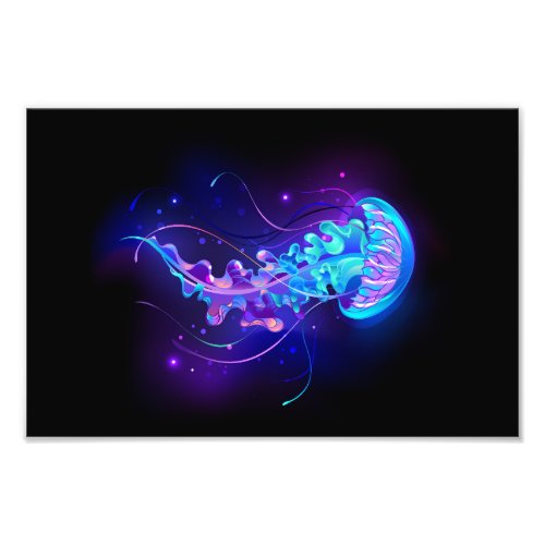 Vibrant Color Glowing Jellyfish Photo Print