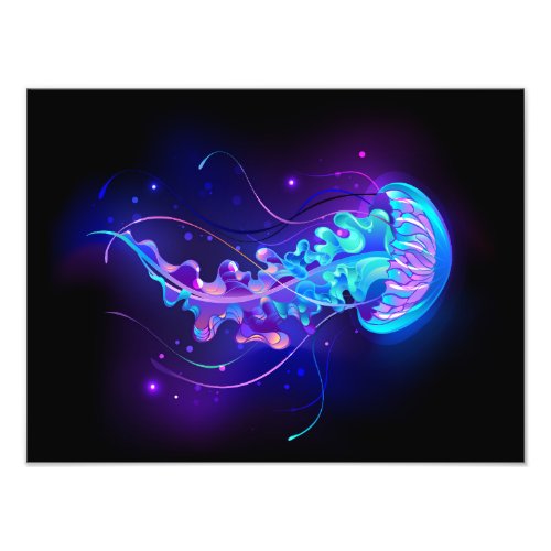 Vibrant Color Glowing Jellyfish Photo Print