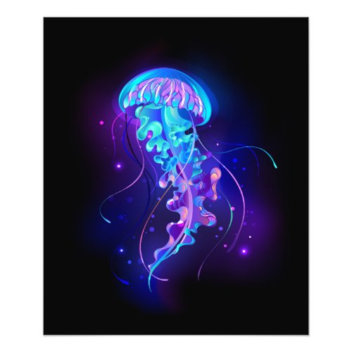 Vibrant Color Glowing Jellyfish Photo Print