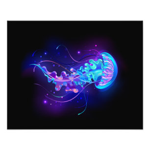 Vibrant Color Glowing Jellyfish Photo Print