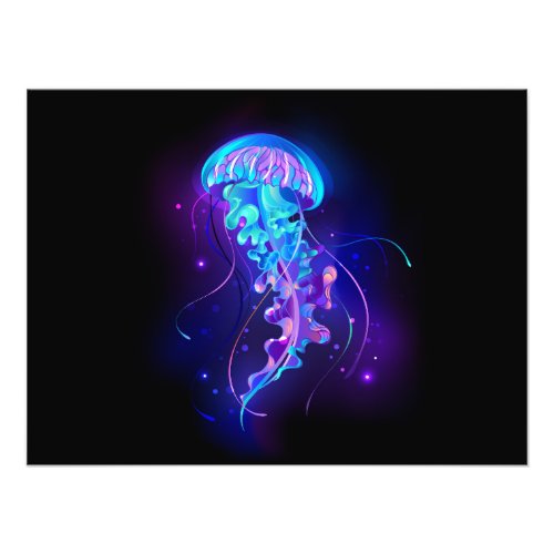 Vibrant Color Glowing Jellyfish Photo Print