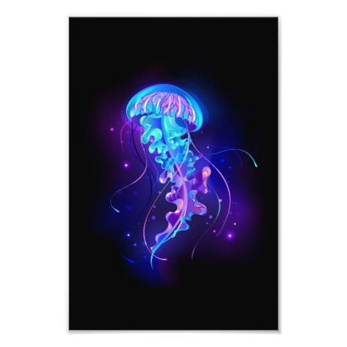 Vibrant Color Glowing Jellyfish Photo Print