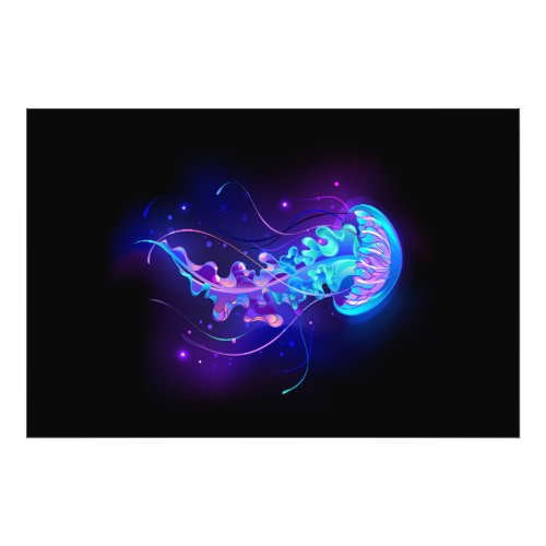 Vibrant Color Glowing Jellyfish Photo Print