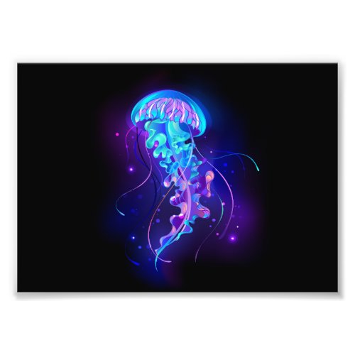 Vibrant Color Glowing Jellyfish Photo Print