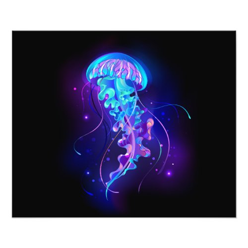 Vibrant Color Glowing Jellyfish Photo Print