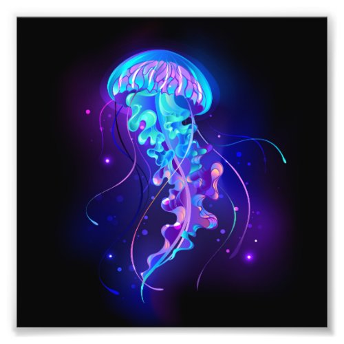 Vibrant Color Glowing Jellyfish Photo Print