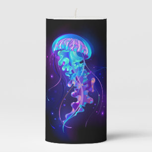 Vibrant Color Glowing Jellyfish Pillar Candle
