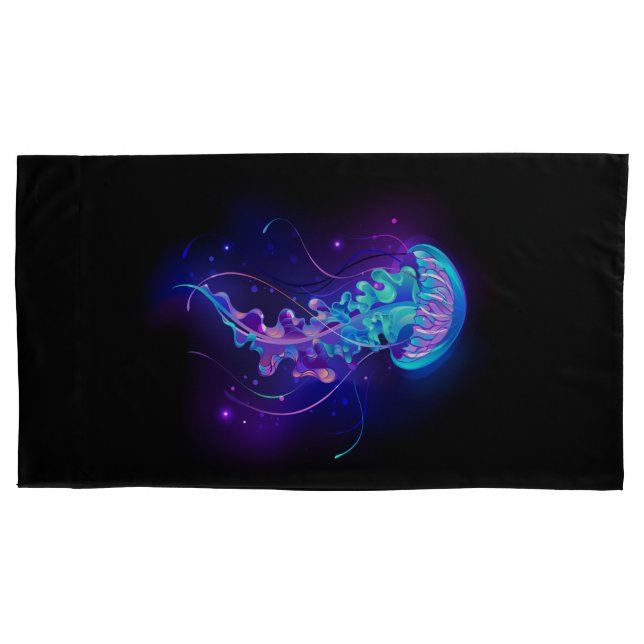 Vibrant Color Glowing Jellyfish Pillow Case (Front)