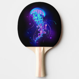 Vibrant Color Glowing Jellyfish Ping Pong Paddle