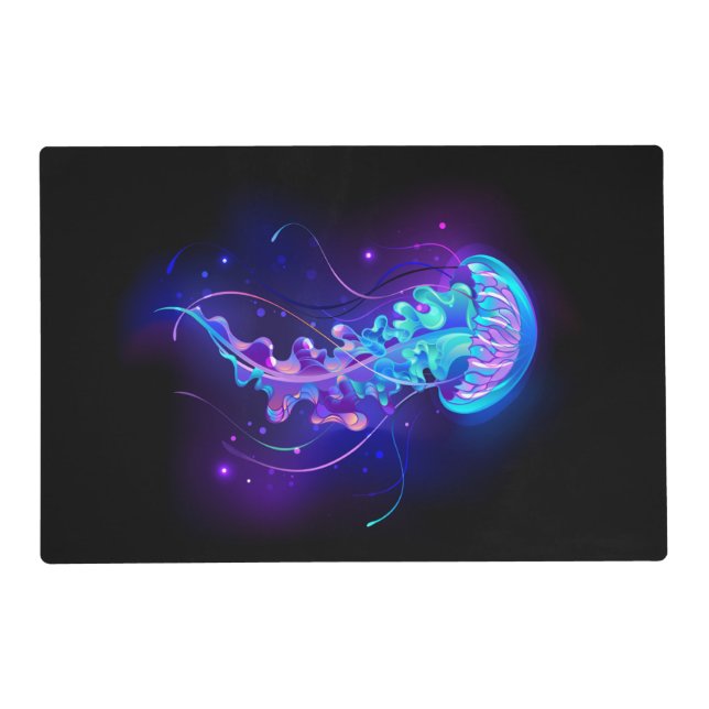 Vibrant Color Glowing Jellyfish Placemat (Front)
