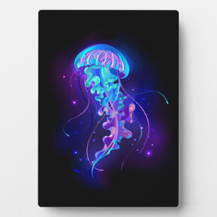 Vibrant Color Glowing Jellyfish Plaque