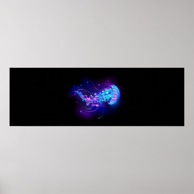 Vibrant Color Glowing Jellyfish Poster (Front)