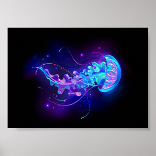 Vibrant Color Glowing Jellyfish Poster