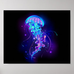 Vibrant Color Glowing Jellyfish Poster