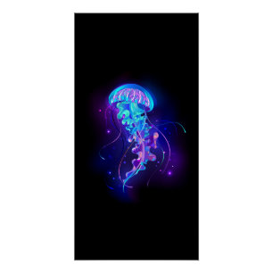 Vibrant Color Glowing Jellyfish Poster