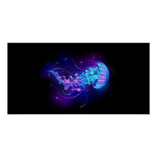 Vibrant Color Glowing Jellyfish Poster