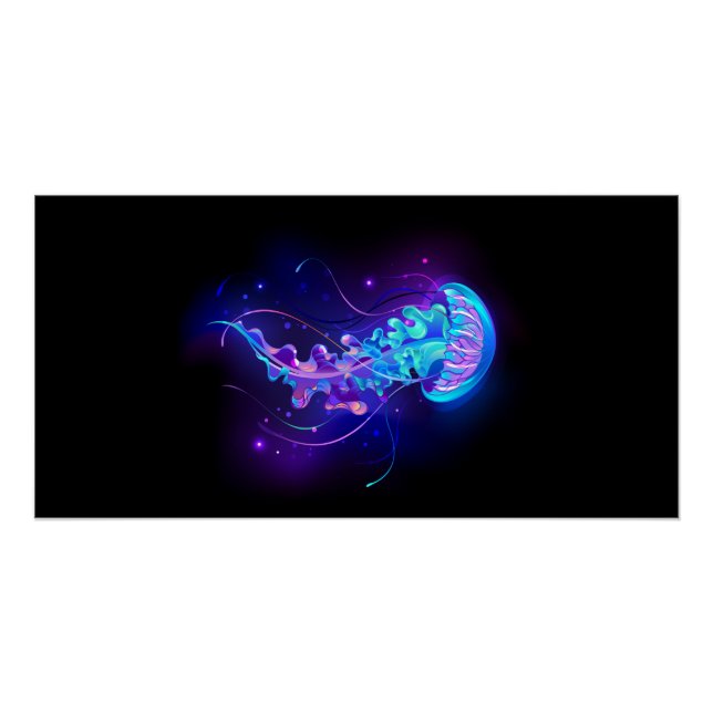 Vibrant Color Glowing Jellyfish Poster (Front)