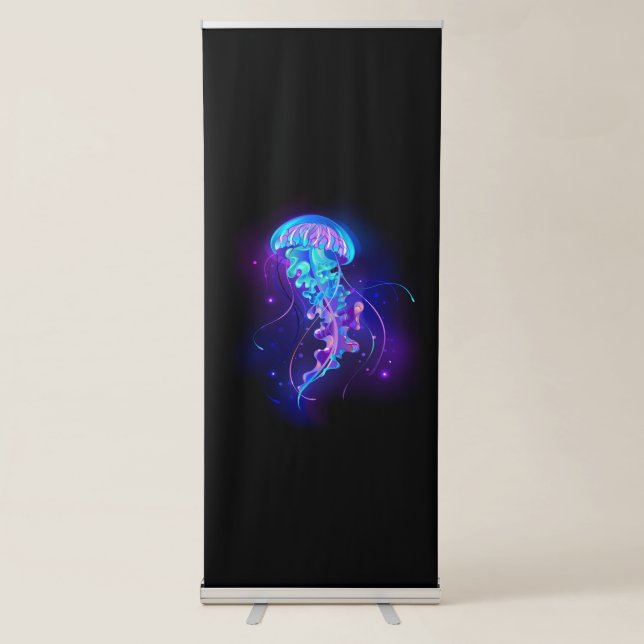 Vibrant Color Glowing Jellyfish Retractable Banner (Front)