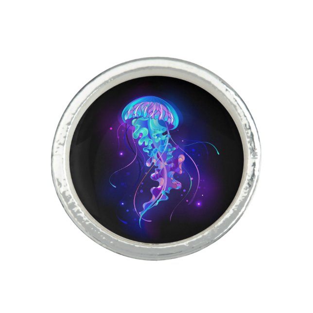 Vibrant Color Glowing Jellyfish Ring (Front)