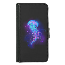 Vibrant Color Glowing Jellyfish Samsung Galaxy S5 Wallet Case