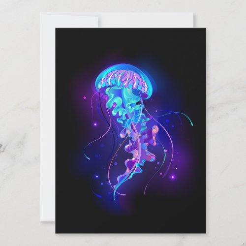 Vibrant Color Glowing Jellyfish Save The Date