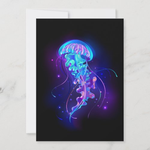 Vibrant Color Glowing Jellyfish Save The Date