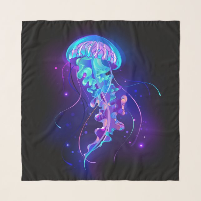 Vibrant Color Glowing Jellyfish Scarf (Front)